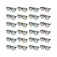 belle vous lunettes de soleil noires (paquet de 24) - lunettes de soleil unisexes pour l'été, la mode, la plage, les lunettes de soleil bleues, roses, jaunes, vertes pour adultes