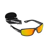 cressi ninja sunglasses - lunettes flexibles de soleil pour hommes, noir-lentille miroir orange, taille unique