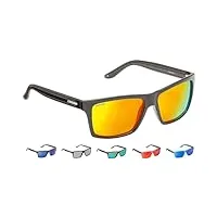 cressi rio-sunglasses lunettes de soleil mixte, noir mat/lentilles orange, uni