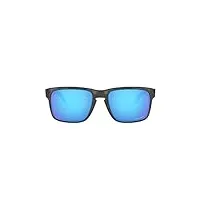 oakley holbrook oo9244 lunettes de soleil rectangulaires pour homme coupe asiatique, tortue noire mat/saphir prizm polarisé.,