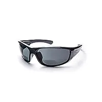 urbanium eyewear modèle rio - lunettes de soleil et lunettes de lecture (bifocales) avec verres polarisés en gris et monture en noir en différentes épaisseurs (+2.50)