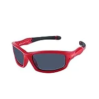 duco lunettes de soleil polarisées enfants monture en caoutchouc flexible lunettes de sport mixte pour les 5-12 ans k006 (rouge)