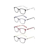 jm lot de 4 lunettes de lecture charnière à ressort presbyte hommes femmes lunettes de vue