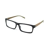 j&l glasses retro lunette de vue femme homme unisexe, vintage lunettes, lentille claire, bois style (black,brown)