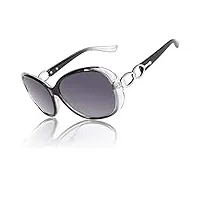 cgid lunettes de soleil femme polarisées retro grand cadre designer surdimensionné protection uv400 avec strass mj85