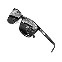 duco lunettes de soleil polarisées carrées en métal avec protection uv400 pour les sports de plein air 3029h (gris-noir)