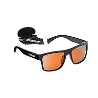 cressi spike sunglasses lunettes de soleil sportif adulte unisexe, noir/verres miroir orange, taille unique