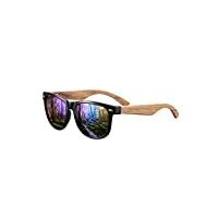 greentreen lunettes de soleil polarisées pour homme et femmes, lunettes de soleil en bois, 100% anti uv400 lunettes de soleil homme polarisées(bleu)