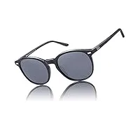 duco lunettes de soleil femme polarisées mode rétro vintage la protection uv 400 pour conduire voyager dc1230 (noir)