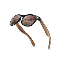 greentreen lunettes de soleil polarisées pour homme et femmes, lunettes de soleil en bois, 100% anti uv400 (marron)