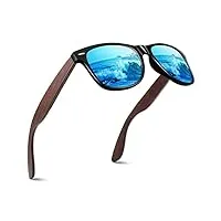 cgid lunettes de soleil polarisées pour homme et femmes, lunettes de soleil en bois, 100% anti uv400 m08