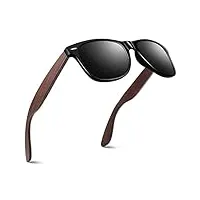 cgid lunettes de soleil polarisées pour homme et femmes, lunettes de soleil en bois, 100% anti uv400 m08