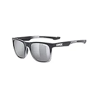 uvex lgl 42 - lunettes de soleil pour hommes et femmes - effet miroir - catégorie de filtre 3 - black transparent/silver - one size