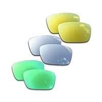 soodase pour oakley fuel cell des lunettes de soleil doré/argenté/vert verres de remplacement polarisés