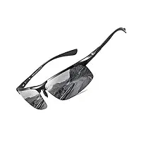duco lunettes de soleil polarisées uv400 pour hommes en fibre de carbone pour sports de plein air avec monture en métal 8277 (noir)