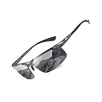 duco lunettes de soleil polarisées uv400 pour hommes en fibre de carbone pour sports de plein air avec monture en métal 8277 (gris)
