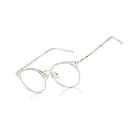 duco lunettes anti lumière bleue anti fatigue oculaire ronde optique monture lunettes de vue pour ordinateur pour femme et homme w013 (argent)