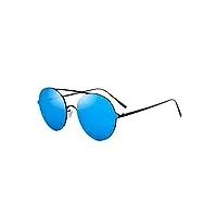 ersd lunettes de soleil de protection uv de forme ronde de cadre métallique de forme uv pour lunettes de vue en verre décoratives élégantes unisexe-adulte (couleur : bleu)