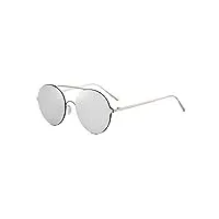 ersd lunettes de soleil de protection uv de forme ronde de cadre métallique de forme uv pour lunettes de vue en verre décoratives élégantes unisexe-adulte (couleur : silver)