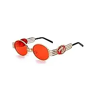 gdyx lunettes de soleil 2019 rétro lunettes de soleil steampunk, luxe en métal pour hommes noir argent miroir lunettes de vue rondes cadre femmes mode design chine 5 rouge