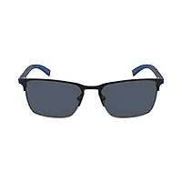nautica homme n5137s lunettes de soleil, noir mate/humo sólido polarizado, 57