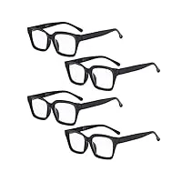 eyekepper lot de 4 lunettes pour femmes - lunettes de vue carrées surdimensionnées pour femmes noires +0.75