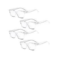 eyekepper lot de 4 lunettes pour femmes - lunettes de vue carrées surdimensionnées pour femmes transparente 3.00