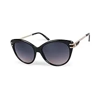 stylebreaker lunettes de soleil pour femmes en forme d'oeil de chat avec verres en polycarbonate et branches en métal, lunettes cat-eye 09020110, couleur:monture noire / verre dégradé gris
