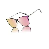 duco lunettes de soleil pour femmes lunettes de soleil rondes vintage protection anti uv w016 (noir rose)