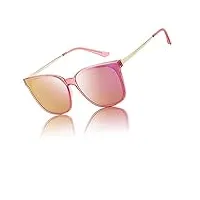 duco lunettes de soleil pour femmes lunettes de soleil rondes vintage protection anti uv w016 (rose)