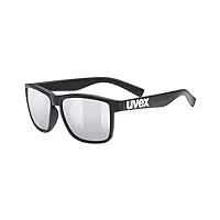 uvex lgl 39 - lunettes de soleil pour hommes et femmes - effet miroir - catégorie de filtre 3 - black matt/silver - one size