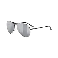 uvex lgl 45 - lunettes de soleil pour hommes et femmes - effet miroir - catégorie de filtre 3 - black matt/silver - one size
