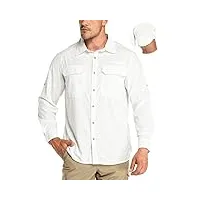 33,000ft chemise à manches longues pour homme - séchage rapide - protection solaire upf 50+ - respirant - pour la randonnée, le camping - blanc - taille m