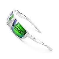 attcl lunettes de soleil polarisées pour homme de conduite 100% anti uv400 cyclisme pêche lunettes j2021 white/green uv400 cat 3 ce