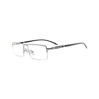 rotakuma hommes rectangulaires de demi-jante métallique grandes lunettes de vue pour lentilles 210103 (color : silver)