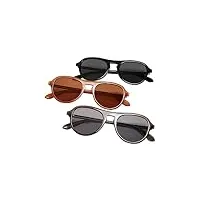 urban classics sunglasses kalimantan 3-pack lunettes de soleil, marron/gris/noir, taille unique (lot de 3) mixte