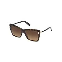 lunettes de soleil tom ford leah ft 0849 dark havana/brown shaded 64/15/135 femme