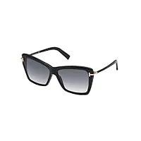 lunettes de soleil tom ford leah ft 0849 shiny black/grey shaded 64/15/135 femme
