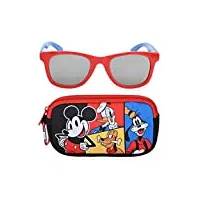 mickey mouse lunettes de soleil pour enfants avec étui à lunettes pour enfants, lunettes de soleil de protection pour tout-petits (rouge)