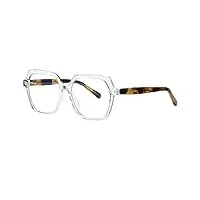 haomao tr90 lunettes de blocage de la lumière bleue à monture flexible pour femmes hommes lunettes de vue polygonales c3transparent