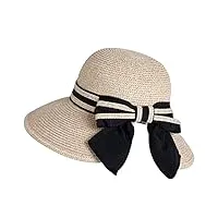 comhats chapeau de soleil pliable en paille pour femme avec protection solaire à large bord, 89016_beigemix, l