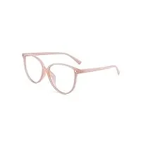 haomao lunettes de vue rondes en oeil de chat bleu clair pour femme rose clair