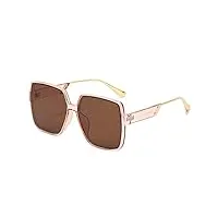 dlsm lunettes de soleil square surdimensionnées pour femmes vintage gradient métal métal sungs lunettes de soleil uv400 très approprié pour le jogging, l'escalade, le cyclisme-thé de champagne
