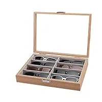 boîte de rangement de lunettes, lunettes de soleil en bois organiseur boîte 8 slots lunettes de vue vue de stockage affichage de stockage lunettes lunettes porte-lunettes pour la présentation avec ver
