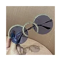 mode zircon lunettes de soleil surdimensionnées luxe lunettes de soleil rondes femmes lentilles claires lunettes de vue pour femmes bleu