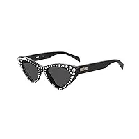 moschino lunettes de soleil mos006/s/str black/dark grey 52/18/140 femme