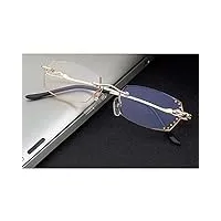 junz lunettes de lecture sans monture la mode pour femmes, lunettes de vue d'ordinateur anti lumière bleue, décoration strass (size : +3.0)