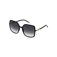 furla sfu536, lunettes de soleil femme, total shiny black, 58