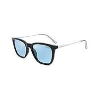 lee cooper lunettes de soleil polarisées carrées pour homme - monture en plastique anti-uv, monture - noir/argent | lentille - bleu, one size