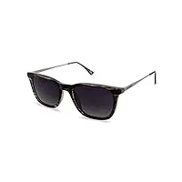 lee cooper lunettes de soleil carrées polarisées pour homme et femme - monture en plastique anti-uv, monture – marron rayé | verres – gris dégradé, m